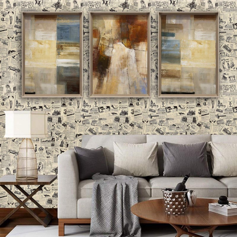 WENMER Newspaper Contact Paper - 17.71â€ x 118â€ Vintage Peel and Stick Self Adhesive Wallpaper Removable Wall Paper Roll for Furniture, Shelf, Drawer Liner - Image 3